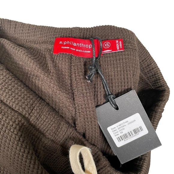NWT n:Philanthropy Waffle Knit Jogger in Chocolate Brown - Picture 6 of 7